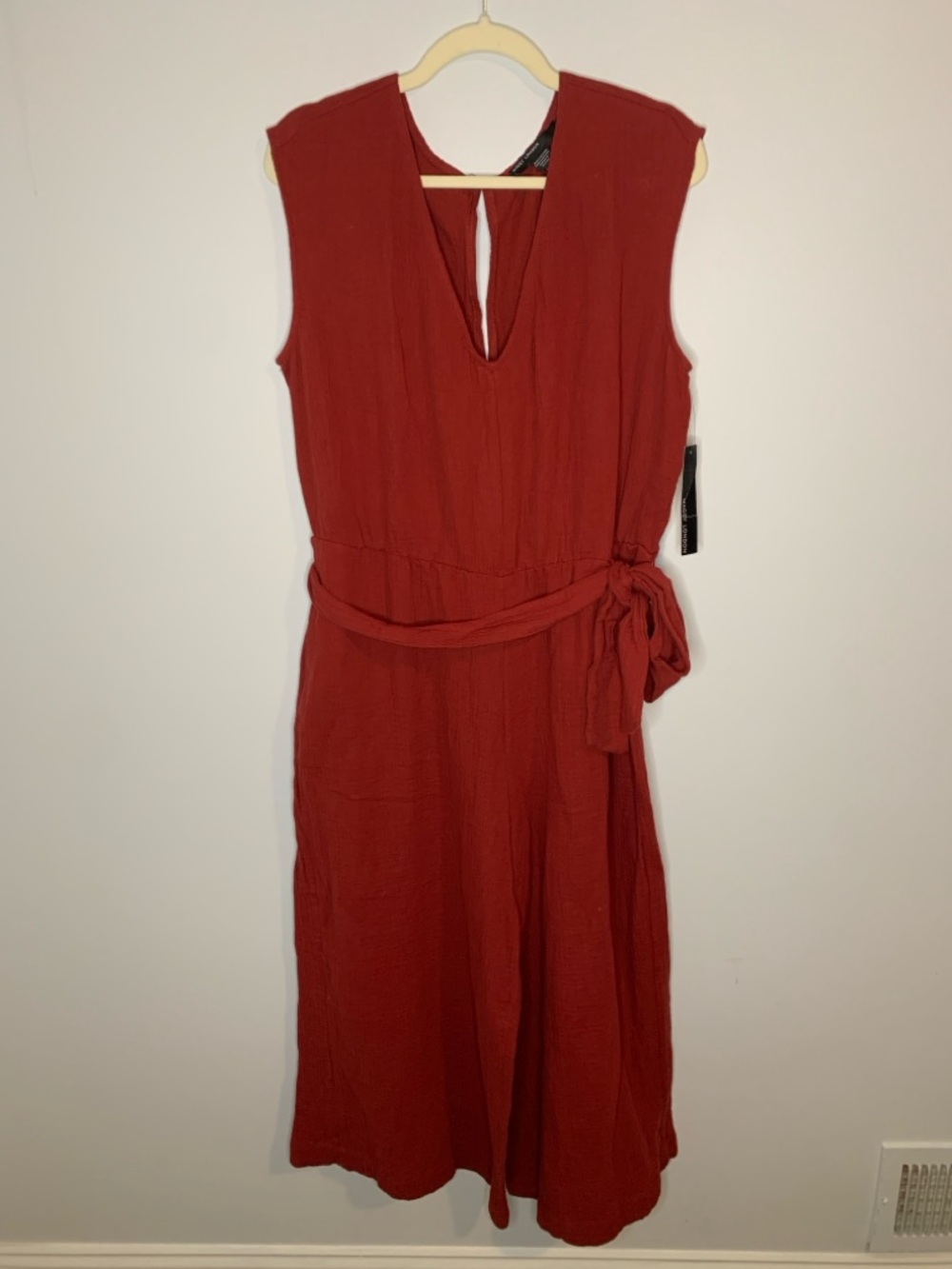 Maggy London Brick Red Sleeveless Cropped Wide Leg Jumpsuit NWT